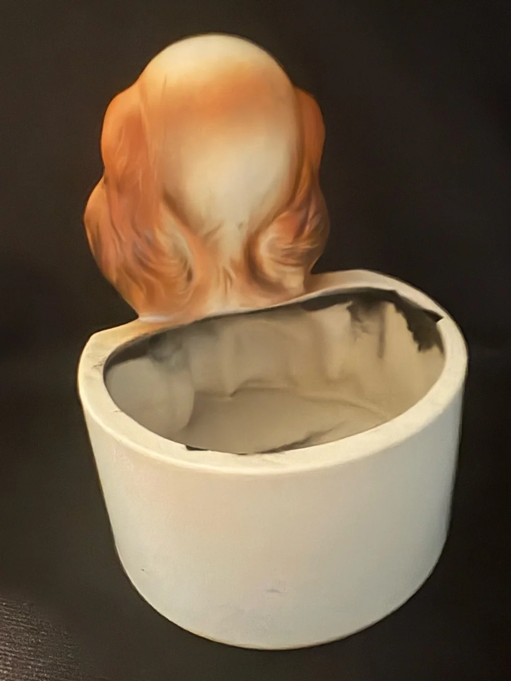 Vintage Lefton Ceramic Cavalier King Charles Spaniel Dog Planter
